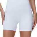 Dragon Fit Women's Workout Shorts High Waist Tummy Control Breathable Biker Shorts for Gym Running 5" (White, M)