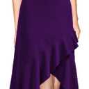 MUSHARE Women's Halter Neck Ruffle Split Bodycon Formal Evening Party Long Dress (Medium, Purple)