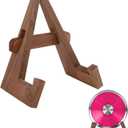 Wooden Discus Stand, 8.8 Inch Wood Discus Holder Display Stand, Rustic Wooden Plate Holder & Picture Frame Easel for Tabletop Art, Decorative Plates, Plaques and Collectibles