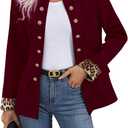 SweatyRocks Women's Casual Blazers Button Open Front Lightweight Work Office Suit Jackets Blazer, Burgundy, X-Large