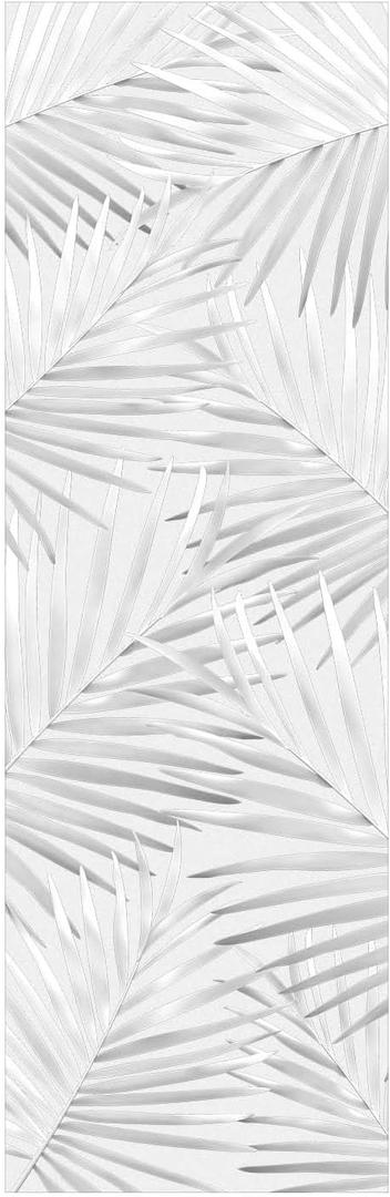 Tropical Plants Faux Etched Glass 3D Decorative Window Film, Double Sided Frosted Window Privacy Film for Glass Window Door, Resuable Static Cling 3D-Palm Leaves 22.83"X70.86"