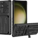 Case for Galaxy S24 Ultra 5G/Samsung S24 Ultra SM-S928U Case with Wallet Cover Detachable Card Holder, Built-in Kickstand Shockproof Protective Phone Cover for Samsung Galaxy S24 Ultra Black