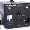 3000W ST-Pro Auto Step Up & Step Down Voltage Transformer Converter, Heavy-Duty AC 110/220V Converter with US Standard, Universal, Schuko AC Outlets & DC 5V USB Port by Goldsource