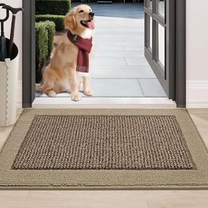 BEQHAUSE Indoor Door Mat 24" x 36", Dirt Trapper Door Mats Non-Slip Entryway Rugs Washable, Resist Dirt Absorbent Welcome Mat, Low Profile Floor Mats for Front Back Door and Entryway, Taupe, Set of 2
