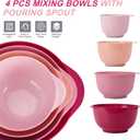 BoxedHome Classic Mixing Bowl Set, BPA Free Plastic, Microwave and Dishwasher Safe (Set of 4, Rose red), 4.5 quarts, 1.7, 2.5, 3.5 and 4.5qt