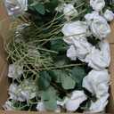 Aiinoo Artificial Roses Large Velvet Rose Real Touch Fake Flowers in Bulk for Flower Arrangement Wedding Centerpieces Home Party Decor (White)