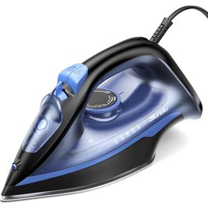 Steam Iron for Clothes, 3-Way Auto Shutoff, Ceramic-Coated Soleplate with Burst Steam, Anti-Drip and Anti-Calc, Self-Cleaning, 1500W Powerful for Home Use Dark Blue