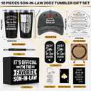 10 PCS Son In Law Gifts from Mother In Law Father In Law with 20 Oz Tumbler Cap Socks Acrylic Plaque Bracelet Pen, Christmas Birthday Anniversary Father's Day Valentines Day Gifts for Son In Law