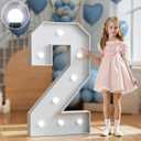 Marquee Numbers 3 Feet Tall Big Light Up Numbers 2nd 21st 25th Birthday Decorations Girl Boy Graduation Decorations 2025 White Anniversary Party Decor Large Cardboard Prop Backdrop Sign 2