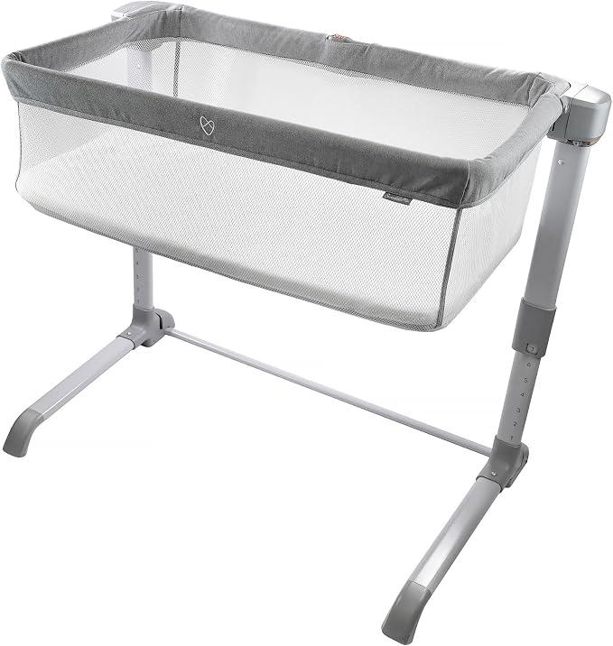 Ingenuity SwaddleMe Beginnings Compac and Foldable Multi-Position Baby Bassinet with Elevated Airflow Technology Mattress, Gray Tweed