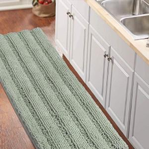 Turquoize Shaggy Chenille Microfibers Bath Mat, Sage, Super Absorbent & Soft, 59 x 20