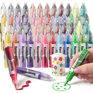 Crtiin 48 Pcs Candle Wax Pen 24 Vibrant Colors Candle Paint Set 10 ml Painting Pen Decorating Kit Beginner-Friendly for Festival Birthday Decorating Blessing Writing & DIY Crafts