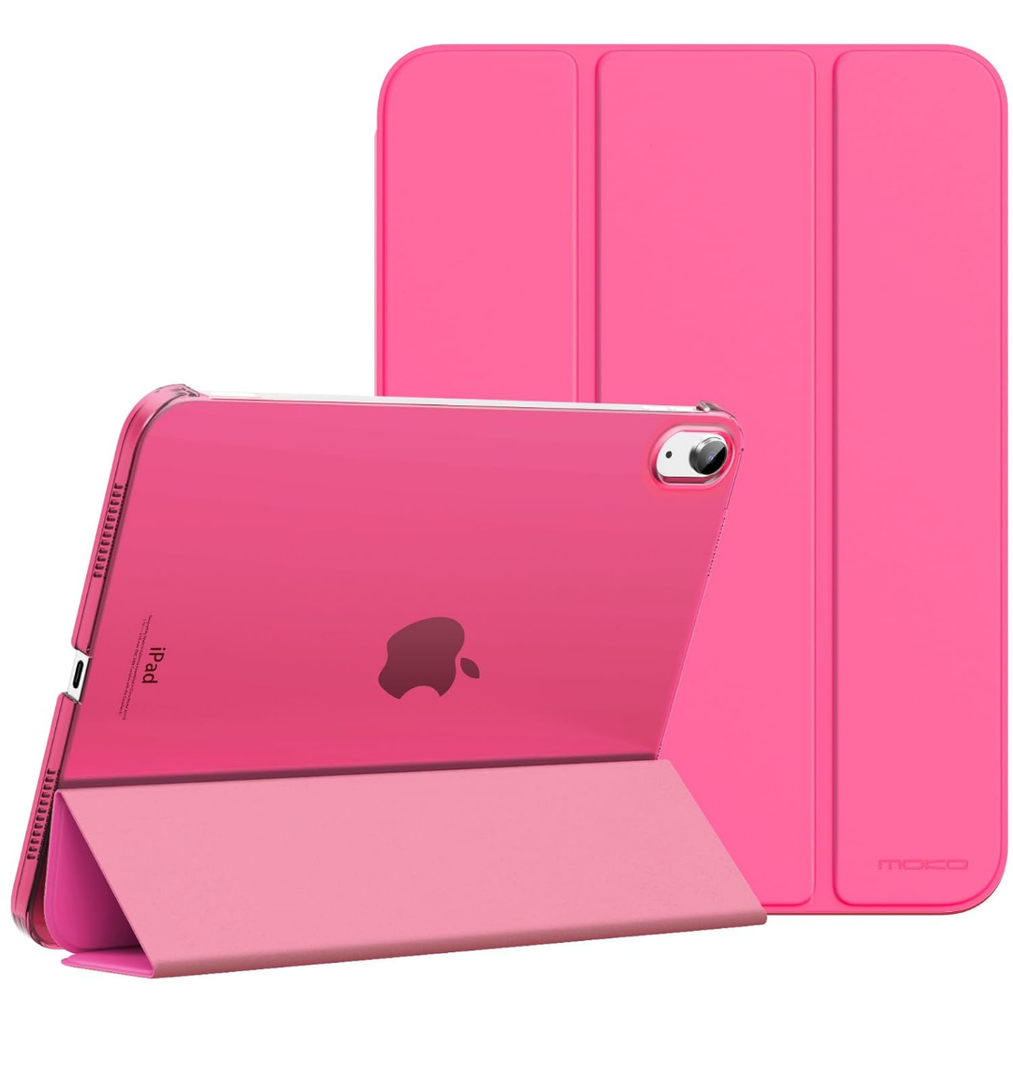 MoKo for iPad (A16) 11th Generation Case 11 Inch 2025, iPad 10th Generation Case 10.9 Inch 2022, Slim Stand Hard PC Translucent Back Shell Smart Cover, Support Touch ID, Auto Wake/Sleep, Persian Pink