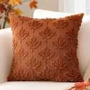 3 x Artscope Maple Leaf Fall Pillow Covers 18 x 18 Set of 2 Decorative Autumn Harvest Holiday Throw Pillow Cases Soft Plush Faux Fur Couch Cushion Case for Farmhouse Sofa Bed Room Home Decor-Rust