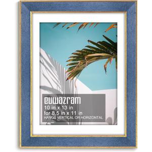 Suede 10x13 Frame - Single Frame, Christmas Elegant Sky Blue 10 x 13 Poster Frame with Mat for 8.5x11, 10x13 Picture Frames for Artwork, Puzzles, Photos and Movie Posters