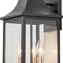 Outdoor Wall Lights Fixture for House, Large Porch Light Wall Mount, 18 Black Exterior Wall Sconce with Rose Gold 3-Light Candelabra Interior, Outside Patio Lighting for Front Porch, Garage, Size: Style-3 17.75"