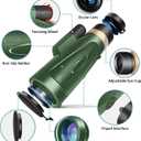 Monocular Telescope 12X60 HD High Power with Smartphone Adapter Tripod,Larger Vision Monoculars for Adults with BAK4 Prism & FMC Lens, Suitable for Bird Watching Hunting Hiking Camping Wildlife-Green