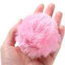 Ouliget Pom Pom Balls,Removeable Button Faux Fur Pom Poms,DIY Creative Crafts Pom poms, Fluffy Balls Fits Art and Decoration Shoes Scarves Bags,Pink, 20 Pieces, 3 Inches