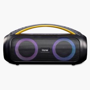 iHome Bluetooth Speaker Boombox with FM Radio, Party Lights and Remote Control – Black (iBT920B)
