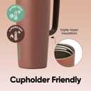 Owala SmoothSip Slider Stainless Steel Insulated Travel Mug with Handle, 100% Leak Proof, For Hot and Cold Drinks, Travel Friendly with Sliding Lock Lid, 24 oz, BPA Free, Leak Proof, Cozy Cocoa