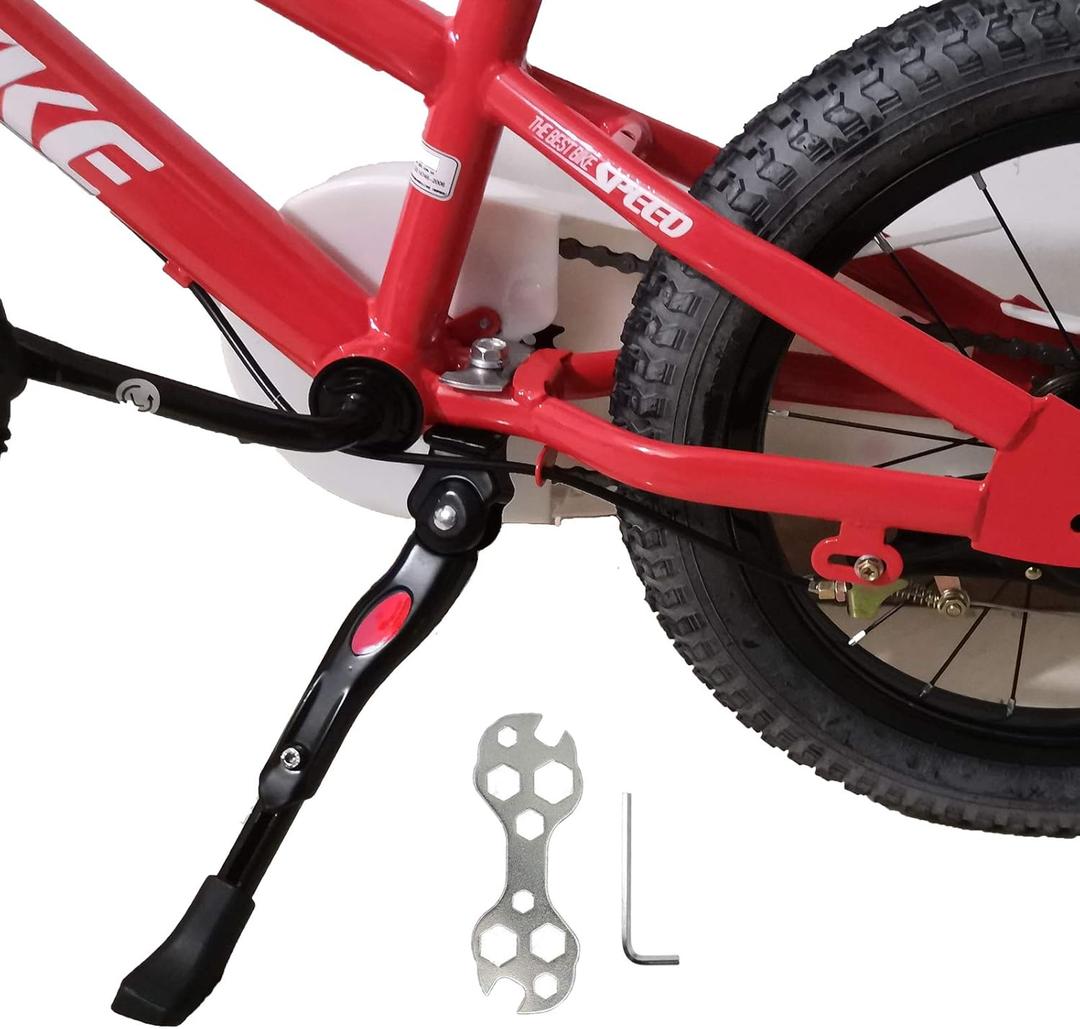 VECKUSON Kickstand for Kids Bike, Bicycle Kickstands Center Mount for 16 18 20 Inch Bicycles Adjustable Aluminum Alloy Kickstands for 16 18 20 inch Mountain Road Sports Kid Bike, Height for 20-26cm