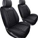 Aierxuan Chevy Silverado GMC Sierra 2 Front Seat Covers Pickup Custom Fit 2007-2026 1500 2500HD 3500HD Crew Double Extended Cab Waterproof Leather Seat Protectors(2 PCS Front, Black)