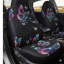 Gradient Butterfly 2 Piece Car Seat Covers for Women Ladies Hippie Flower Power Print Car Front Seat Covers Set Interior Accessory Decor Anti Scratch Auto Seats Cover
