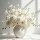 7" Short White Ceramic Vase, Small Farmhouse Ribbed Table Decor