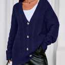 PRETTYGARDEN Womens Chunky Cardigan Sweaters 2025 Fall Oversized Cable Knit Long Sleeve Open Front Cardigans Winter Clothing (Blue, S)