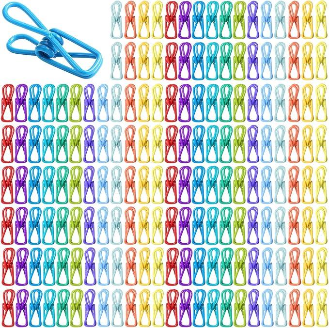 150 Pcs Chip Food Bags Clips Bulk Multi-Colored Utility PVC-Coated Steel Clip 2 Inch Multipurpose Clothes Pins Food Clips Bag Clips Kitchen Bags Clips for Food Package, Chips Bag, Clothes