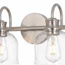 URSOLA 4 Lights 32" Bathroom Vanity Light Fixtures, Brushed Nickel Traditional Classic Vanity Light with Clear Glass, Bathroom Lighting Fixtures Over Mirror