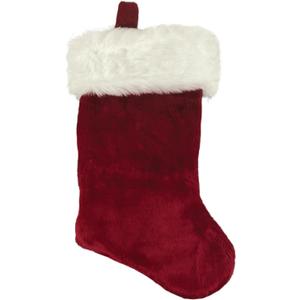 Halco 21 Inch Burgundy Christmas Stocking Plush Velvet
