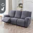 100% Waterproof Recliner Sofa Slipcovers, 3 Pieces Stretch Reclining Couch Covers for 3 Cushion Couch Sofa Pet Friendly Washable Furniture Covers for Dogs, Pets, Kids (Dark Gray, 3 Seater)