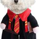 DELIFUR Dog Halloween Wizard Costume - Pet Adorable Fantacy Clothes Cat Cosplay Holiday Apparel Dress Up for Small Medium Dog Funny Outfit Adjustable (Wizard, Small)