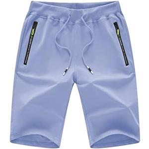 CREATMO US Men's Shorts Zipper Pocket Elastic Waist Stretch Summer Casual Beach 2XL