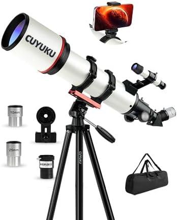 90mm Aperture 600mm AZ Mount Refractor Telescope for Adults High Powered,CUYUKU Telescopes for Adults Astronomy,Telescopio Profesional,Simple to Install and Easy to Operate