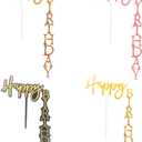 4pcs Right-Angle Happy Birthday Cake Topper Stylish Cake Decor for Birthday Celebrations