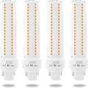Lustaled Gx24 4-Pin Base LED Bulb, 12W G24q PL-C Horizontal Recessed Light 26W CFL Lamp Equivalent for Kitchen Light Pendant Lamp Dining Room, Warm White 3000K, 4-Pack (Remove/Bypass The Ballast)