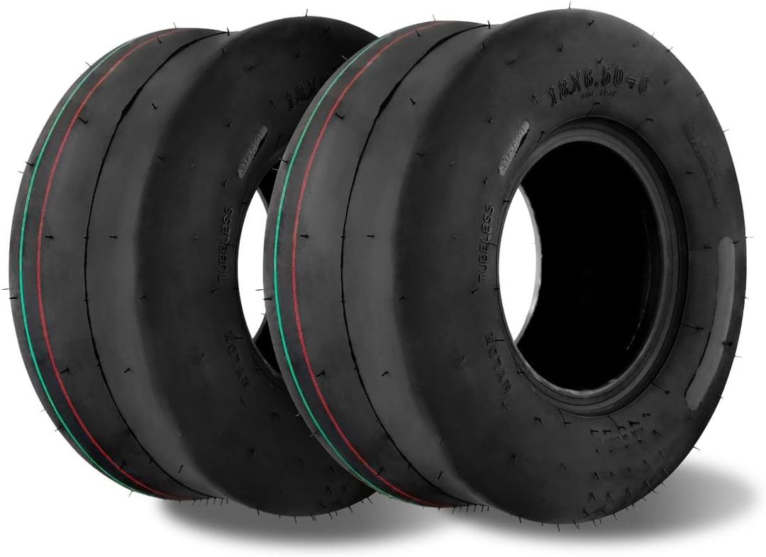 HQPASFY 2 Pack 13x6.50-6 Tubeless Lawn Mower Tires, Replacement 13x6.5-6 Zero Turn Smooth Turf Tires Garden Tractor Riding Lawn Mower Farm Equipment, 4Ply