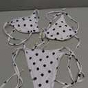 White Polka Dot Bikini Set - 2 Piece Swimsuit String Triangle Halter Cute Bikini - Women Swimwear Removable Padding, Small