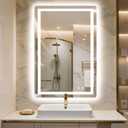 AMOISE LED Bathroom Vanity Mirror with Light, 30"x20" Led Bathroom Vanity Mirror with Light for Wall, Anti-Fog, Dimmable 3 Colors, Memory Function, Backlit and Front Lit, Plug-in/Hardwired
