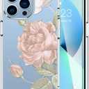 LUHOURI for iPhone 13 Pro Max Case with Screen Protector,Crystal Clear with Fashion Cute Designs for Women Girls,Slim Fit Durable Protective Phone Cover for 6.7" Pink Blooming Roses