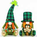 LEKSON St Patricks Day Decorations Gnomes Set, Lucky Shamrock Boy & Girl Irish Gnome with Weighted Bottom, Shelf Sitters for Tiered Tray, Farmhouse Mantel, Table & Home Decor Gift