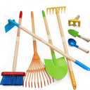 POMIKU 8PCS Kids Gardening Tools, Kids Rake and Shovel Set, Toddler Outdoor Yard Tools, Garden Toys Gifts for Boys Girls Age 3 4 5 6 7 8 Years Old