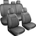 Gray High-Density Nappa Leather Automotive Car Seat Covers Full Set
