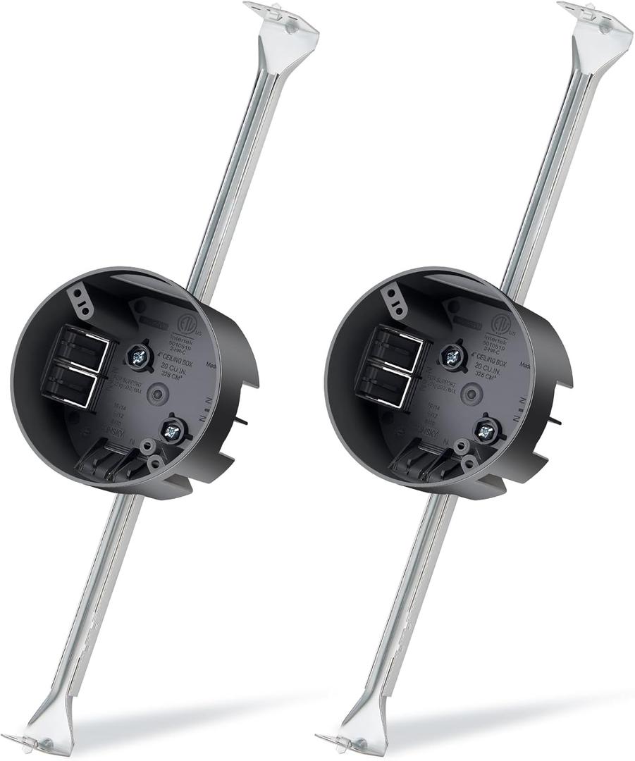 Therwen 2 Pcs Ceiling Fan Brace Electrical Box 14.25 to 22.5 Inch Adjustable Electrical Box and Support Bar Fan Mounting Bracket for Summer Light Fixtures Installations (Gray)
