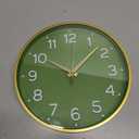 Roymnie Wall Clock Green, 10 Inch Silent Wall Clocks Battery Operated-Modern Non Ticking Analog Clock Decorative for Kitchen Bedroom Office Bathroom(Gold)