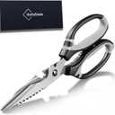 Kitchen Scissors, 9-Inch Heavy Duty Multipurpose Food Cutting Shears, Detachable Dishwasher Safe, Sharp Serrated Blade, Ergonomic Non-Slip Handle for Food, Meat, Herbs, Black