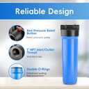 iSpring HB28B Whole House Water Filter Housing, 20" x 4.5" Universal Housing for Whole Home Water Filtration w/ 1" NPT Ports Pre-Filtration System