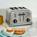 Cuisinart 4 Slice Compact Stainless Steel Toaster with Extra-Wide Slots for Bread, French Toast, Bagels & Pastries, Defrost & Reheat Functions, CPT-180P1, Brushed Stainless, Removable Crumb Tray